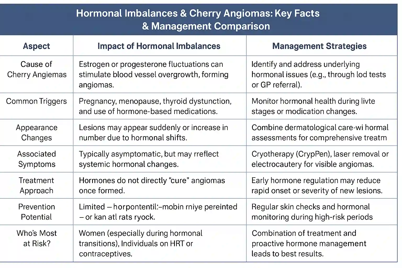 Hormonal Imbalances on Cherry Angioma Formation Swansea